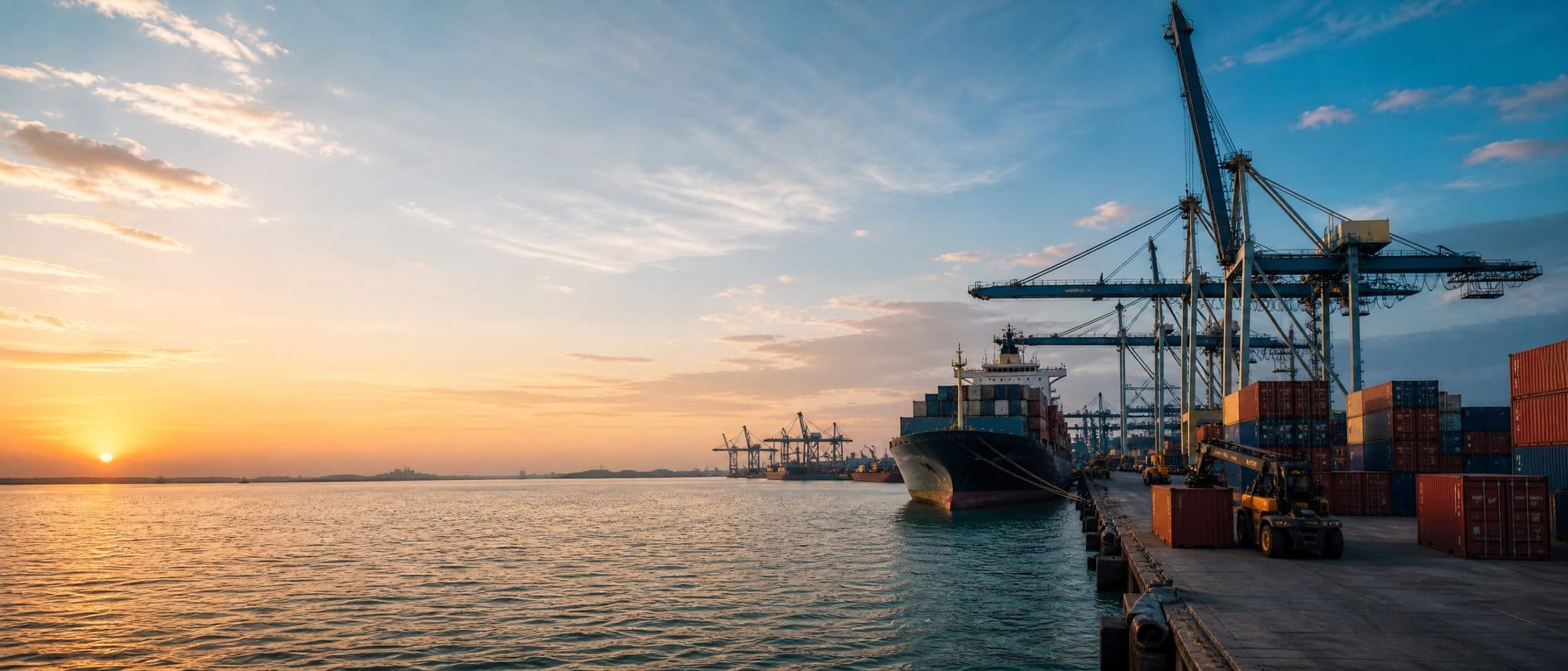 ANIKA port operations at dusk